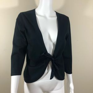 Ann Taylor LOFT, Tie Front Sweater, Black, B1
